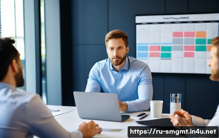 스포츠경영관리사와 스포츠 취업 인터뷰 - A professional sports manager in a modern office environment, dressed in business casual attire, act...