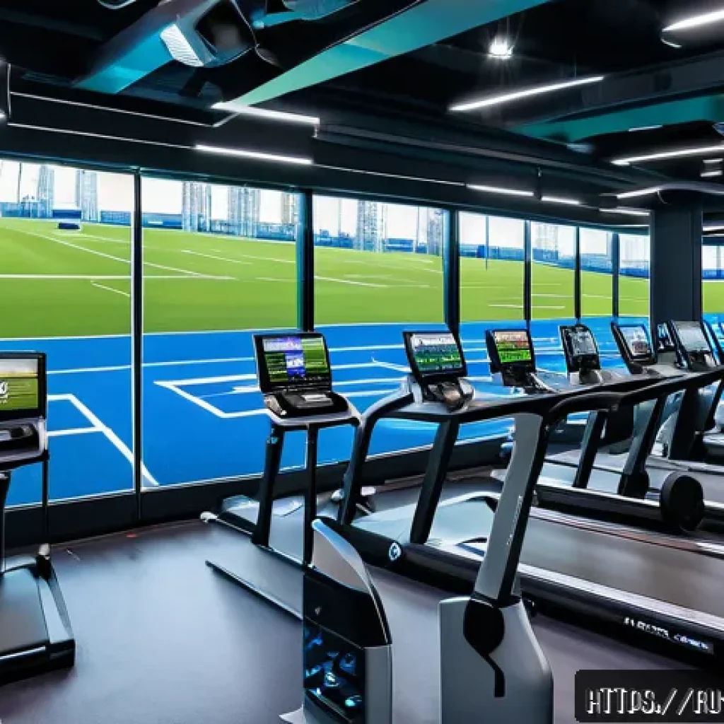 스포츠경영관리사와 스포츠 훈련시설 관리 - A modern sports complex interior showcasing advanced digital equipment and automated scheduling syst...