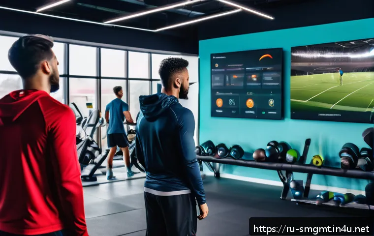 스포츠경영관리사와 코칭 기법의 중요성 - A professional sports team training session set in a modern indoor gym, showing diverse athletes wea...